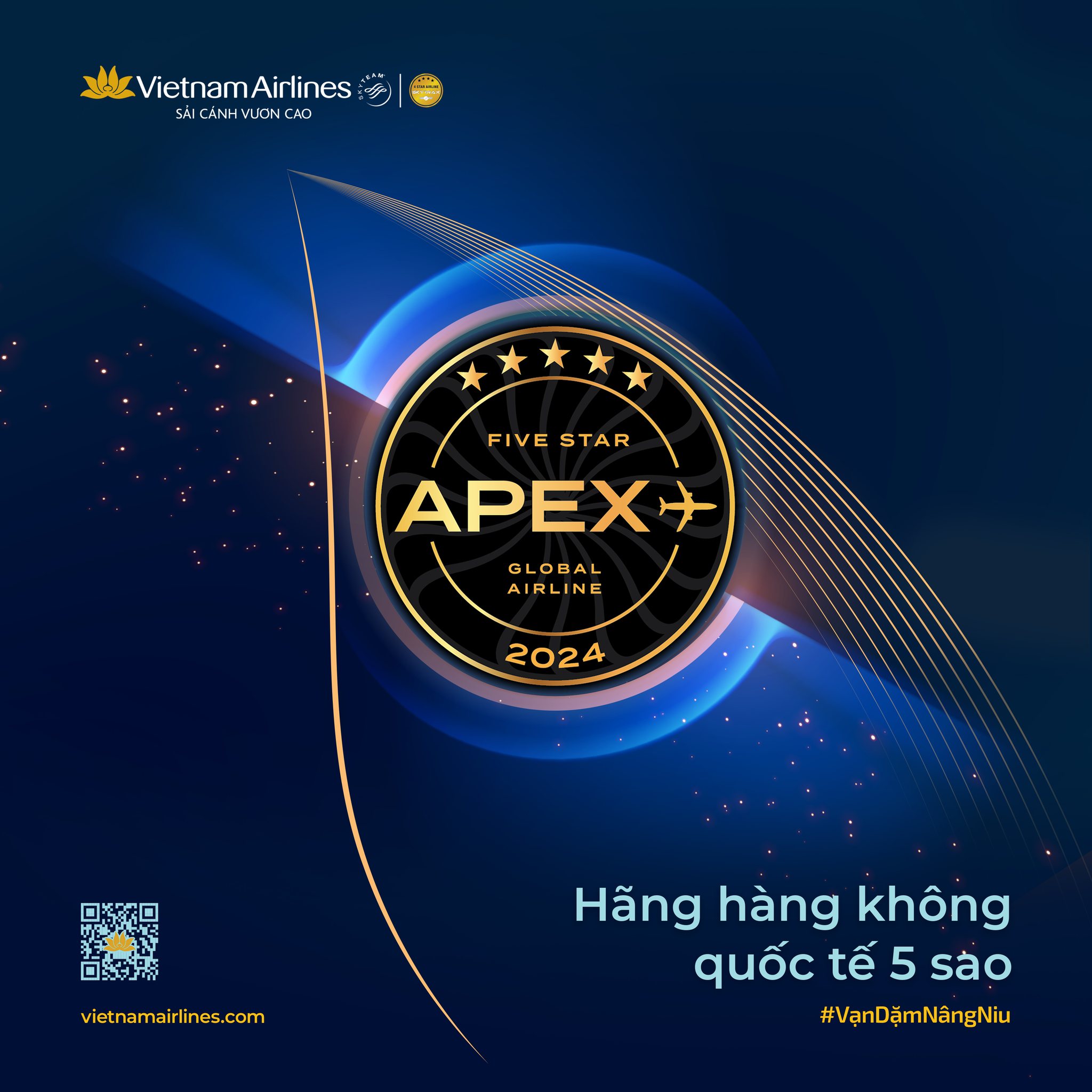 VIETNAM AIRLINES LÀ HÃNG HÀNG KHÔNG VIỆT NAM ĐẦU TIÊN ĐẠT GIẢI THƯỞNG 5 SAO CỦA TỔ CHỨC APEX - VIAGS